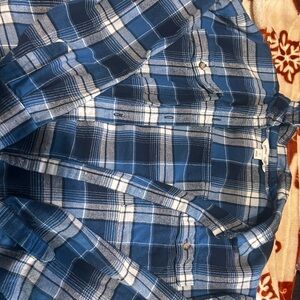 Old Navy Men's Navy and White Checkered Shirt